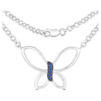 Blue Sapphire Butterfly Pendant 0.08 Carats Sterling Silver