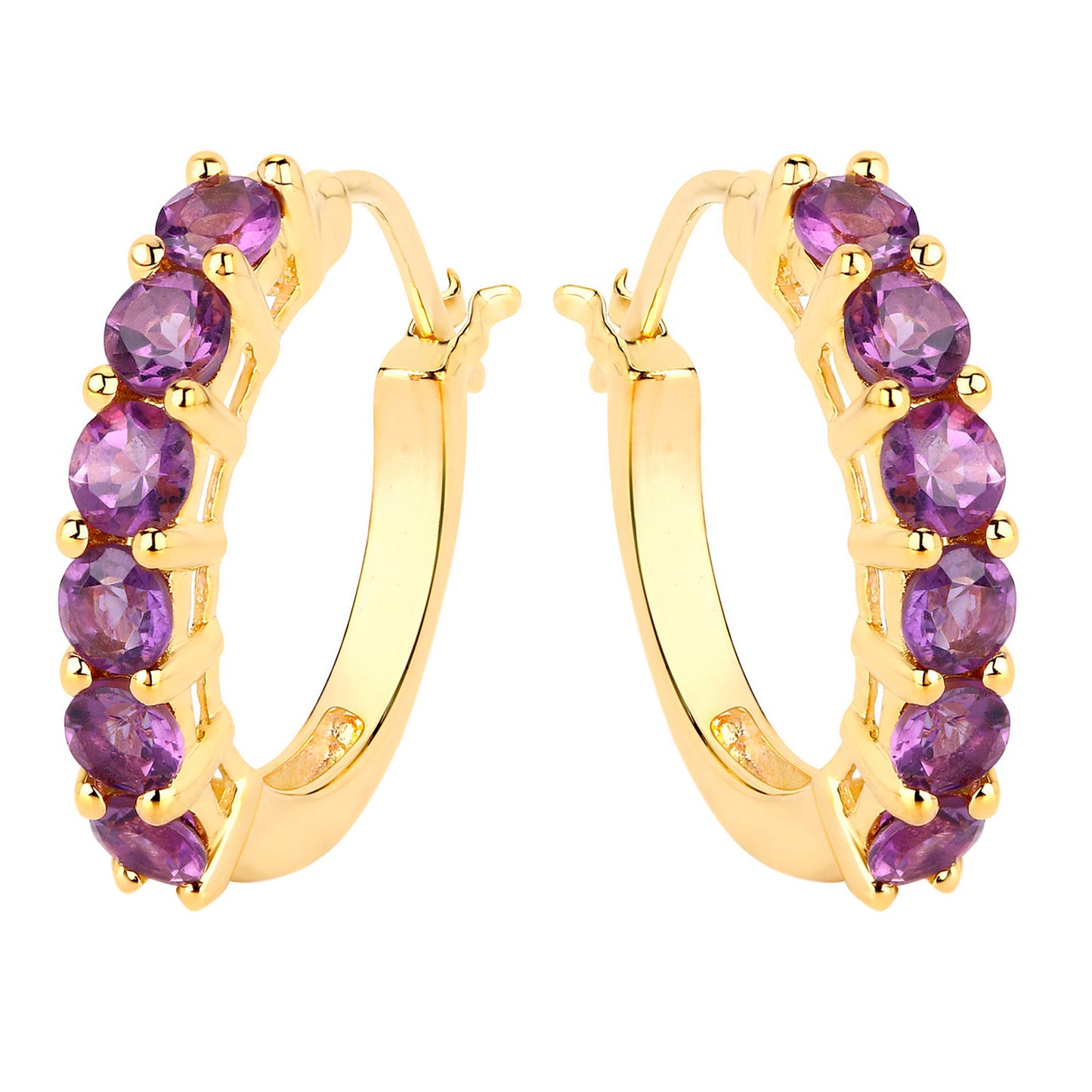 Amethyst Earrings 1.18 Carats Gold Plated Silver