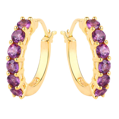 Amethyst Earrings 1.18 Carats Gold Plated Silver