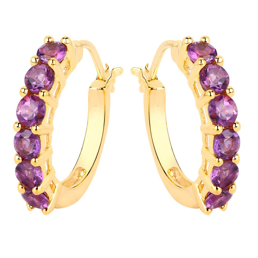 Amethyst Earrings 1.18 Carats Gold Plated Silver
