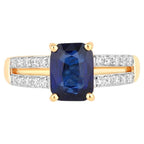 Blue Sapphire Ring With Diamonds 2.38 Carats 18K Yellow Gold