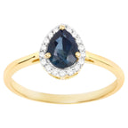 Blue Sapphire Ring With Diamonds 1.2 Carats 14K Yellow Gold