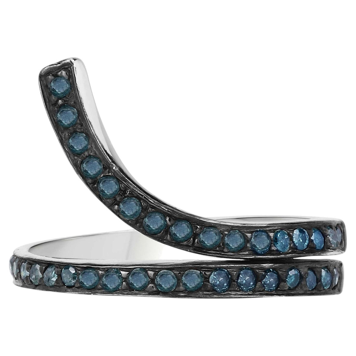 Blue Diamond Ring 0.44 Carats Sterling Silver