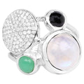 Natural Mixed Gemstones Ring 5.84 Carats Sterling Silver