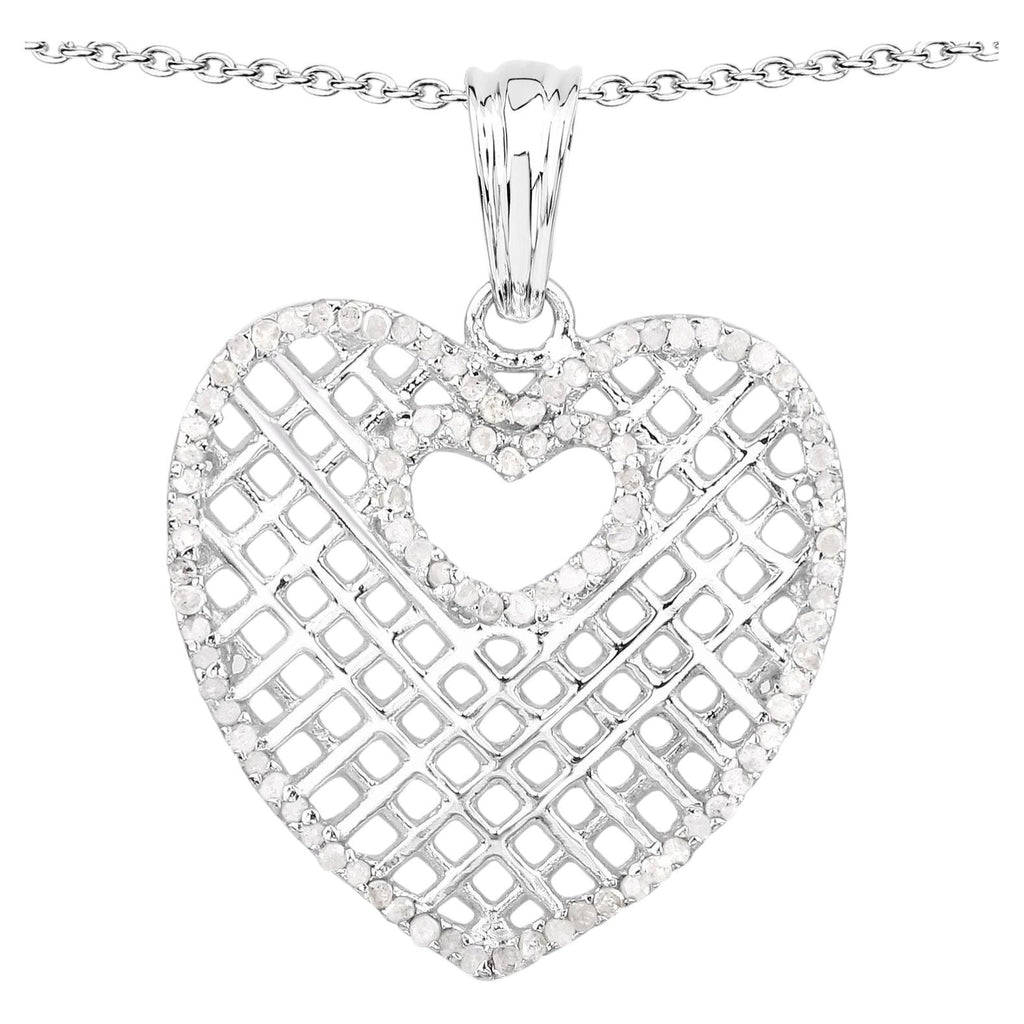 Diamond Pendant 0.5 Carats Sterling Silver