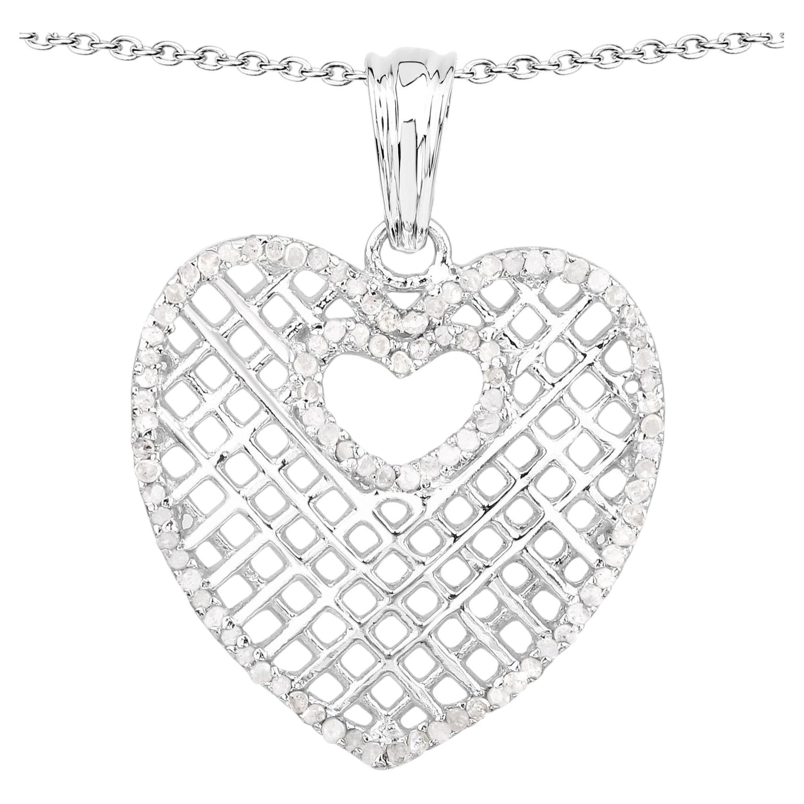 Diamond Pendant 0.5 Carats Sterling Silver