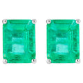 Natural Emerald Stud Earrings 2.74 Carats 14K White Gold