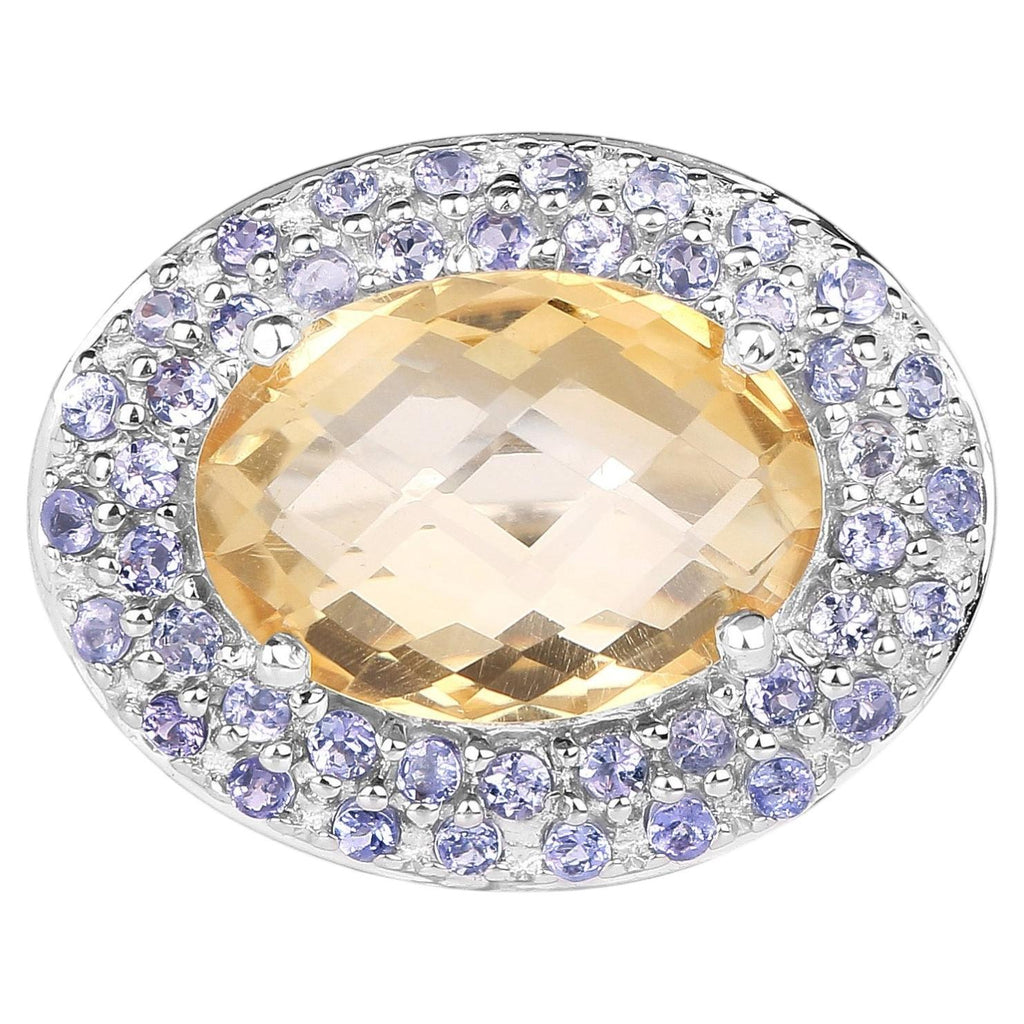 Citrine Ring With Tanzanite 5.74 Carats Sterling Silver