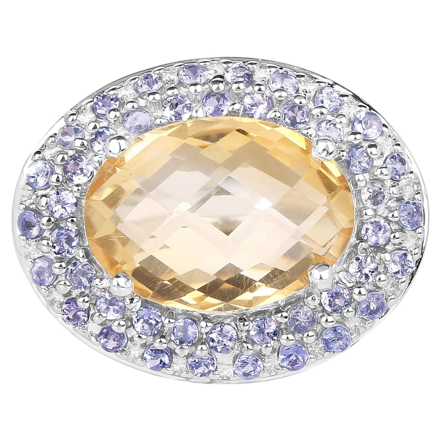 Citrine Ring With Tanzanite 5.74 Carats Sterling Silver