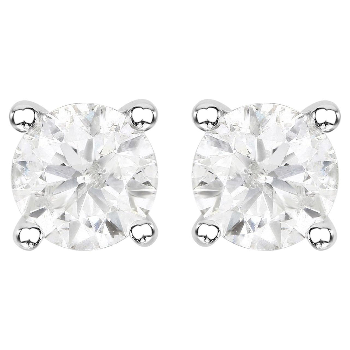 Diamond Stud Earrings 1 Carats 14K White Gold