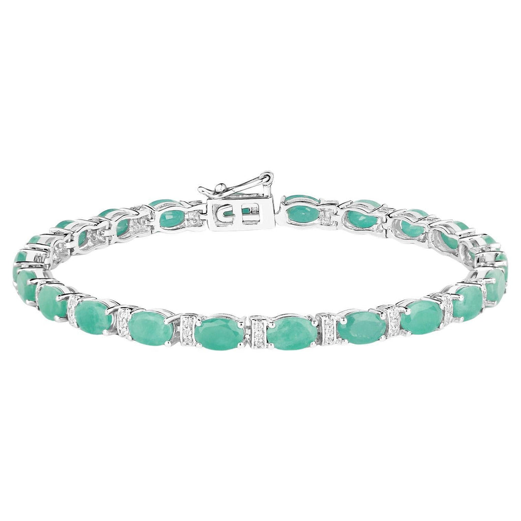 Emerald Tennis Bracelet White Topaz 10.4 Carats Silver
