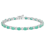 Emerald Tennis Bracelet White Topaz 10.4 Carats Silver