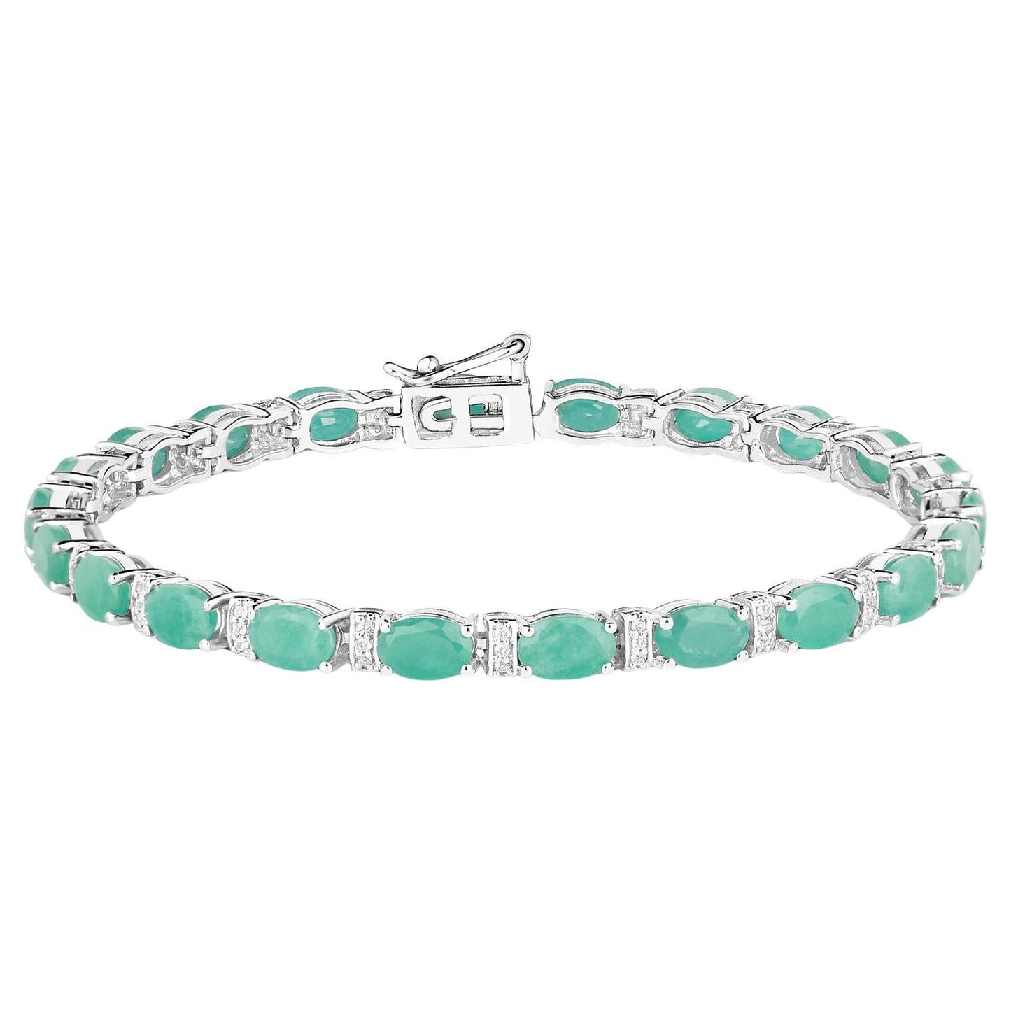 Emerald Tennis Bracelet White Topaz 10.4 Carats Silver