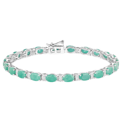 Emerald Tennis Bracelet White Topaz 10.4 Carats Silver