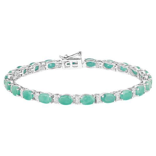 Emerald Tennis Bracelet White Topaz 10.4 Carats Silver