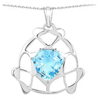 Swiss Blue Topaz Pendant 11.4 Carats Sterling Silver