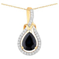 Blue Sapphire Knot Pendant With Diamonds 1.44 Carats 14K Yellow Gold