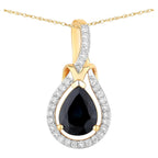 Blue Sapphire Knot Pendant With Diamonds 1.44 Carats 14K Yellow Gold