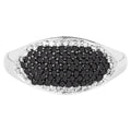 Black Diamond Ring With White Diamonds 0.44 Carats Sterling Silver