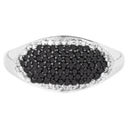 Black Diamond Ring With White Diamonds 0.44 Carats Sterling Silver