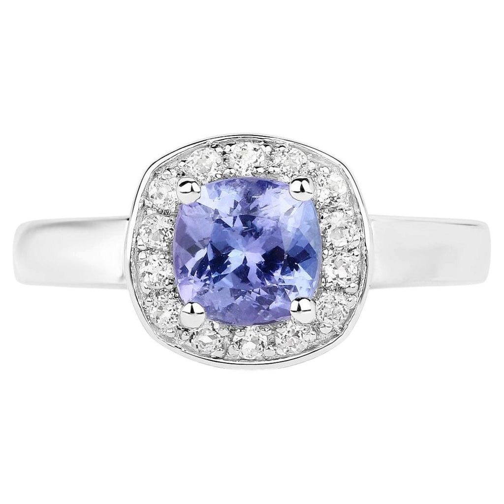 Tanzanite Ring With White Topaz 1.48 Carats Sterling Silver