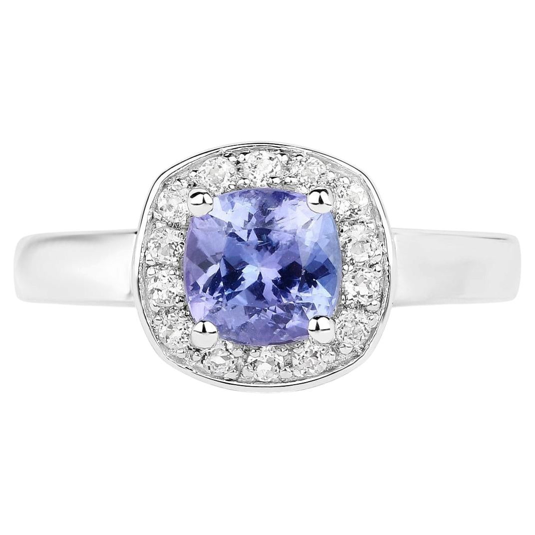 Tanzanite Ring With White Topaz 1.48 Carats Sterling Silver