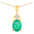 Zambian Emerald Pendant With Diamonds 0.29 Carats 14K Yellow Gold