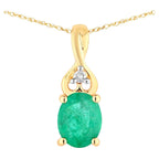 Zambian Emerald Pendant With Diamonds 0.29 Carats 14K Yellow Gold