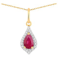 Ruby Pendant With Diamonds 0.44 Carats 14K Yellow Gold