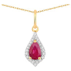 Ruby Pendant With Diamonds 0.44 Carats 14K Yellow Gold
