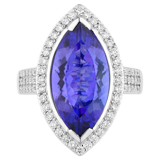 Tanzanite Ring Diamonds 5.55 Carats 14K White Gold