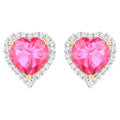 Pink Topaz Heart Earrings White Topaz 5.02 Carats 18K Yellow Gold Plated Silver