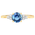 Blue Sapphire Ring With Diamonds 1.04 Carats 14K Yellow Gold