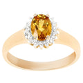 Yellow Beryl Ring With White Topaz 0.74 Carats Gold Plated Silver