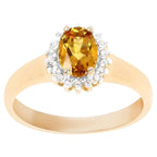 Yellow Beryl Ring With White Topaz 0.74 Carats Gold Plated Silver