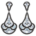 Blue Topaz Dangle Earrings Black Spinel 12.1 Carats Sterling Silver