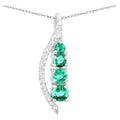 Zambian Emerald Pendant With Diamonds 0.26 Carats 14K White Gold