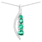 Zambian Emerald Pendant With Diamonds 0.26 Carats 14K White Gold