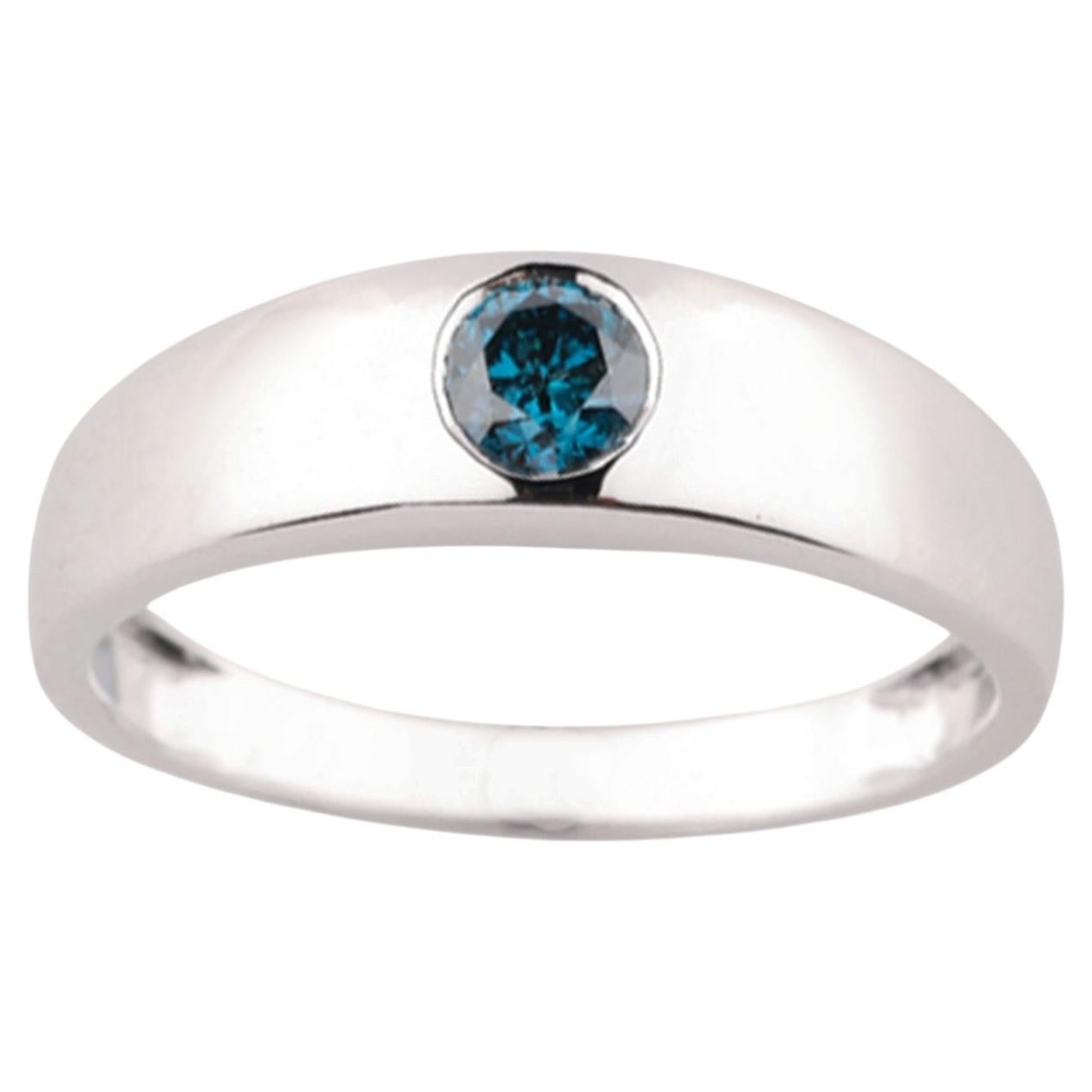 Blue Diamond Ring 0.33 Carats 9K White Gold