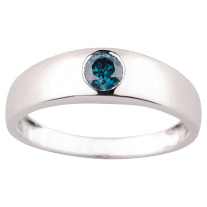 Blue Diamond Ring 0.33 Carats 9K White Gold