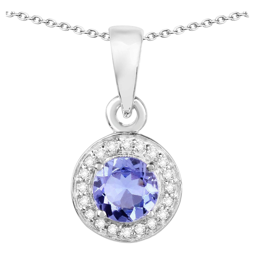 Tanzanite Pendant With White Topaz 1.02 Carats Sterling Silver