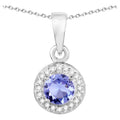 Tanzanite Pendant With White Topaz 1.02 Carats Sterling Silver