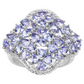 Tanzanite Flower Ring 3.58 Carats Sterling Silver