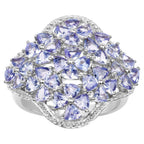 Tanzanite Flower Ring 3.58 Carats Sterling Silver