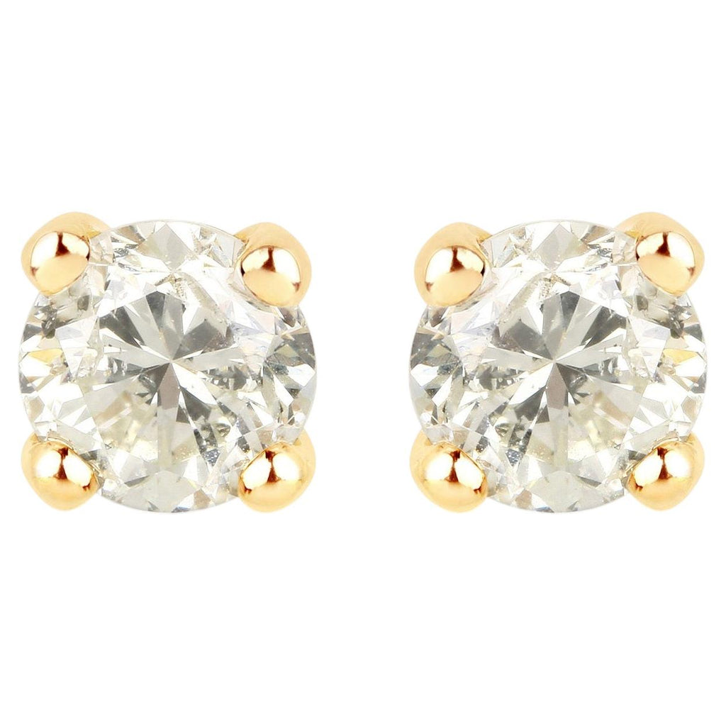 Diamond Stud Earrings 1 Carats 14K Yellow Gold
