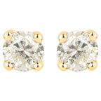 Diamond Stud Earrings 1 Carats 14K Yellow Gold
