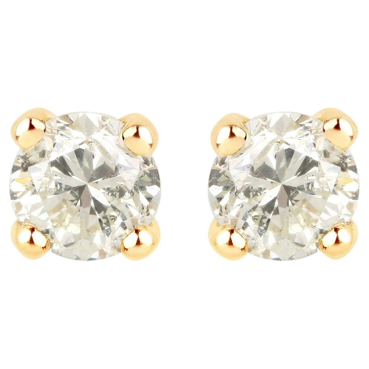 Diamond Stud Earrings 1 Carats 14K Yellow Gold