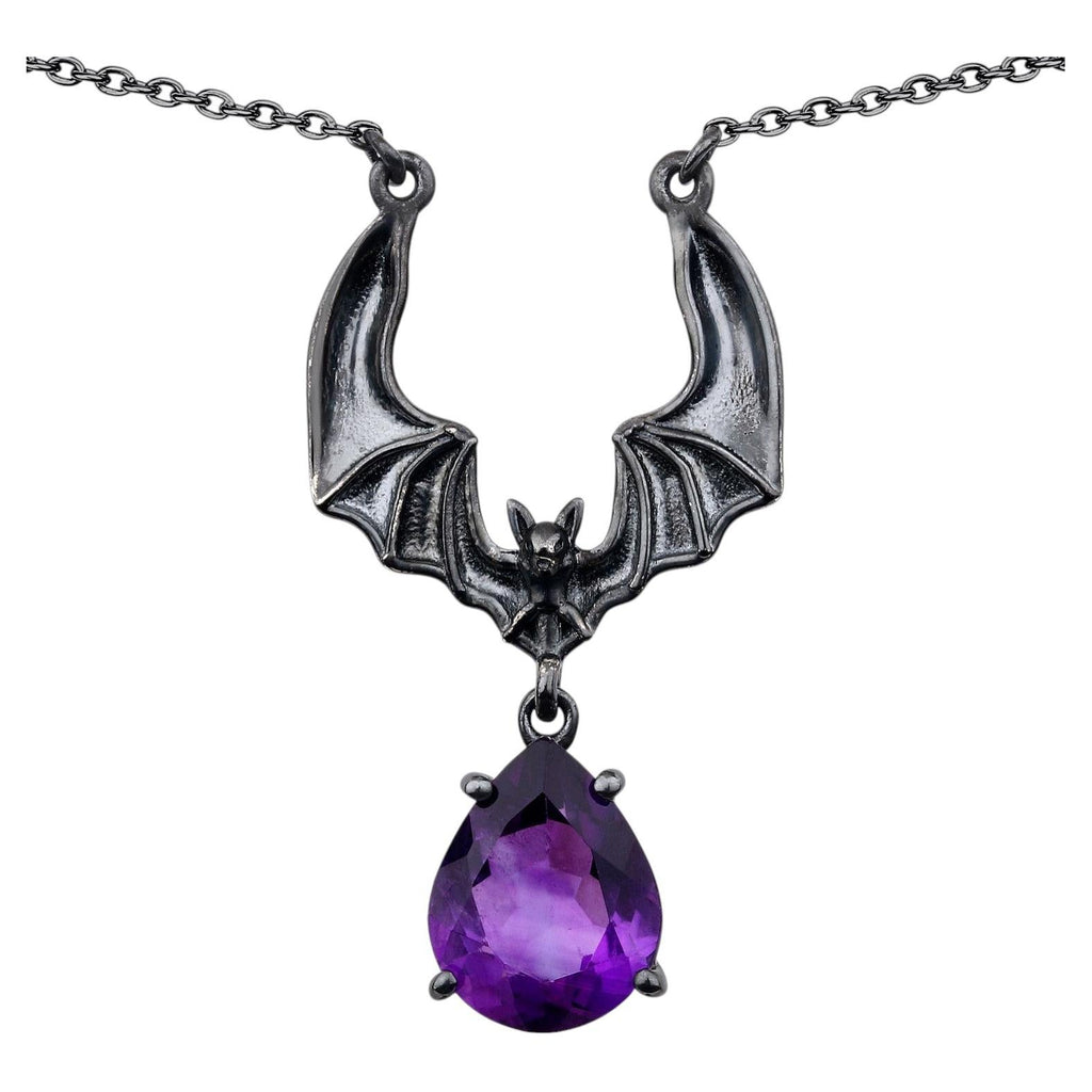 Amethyst Bat Necklace 2.08 Carats Sterling Silver