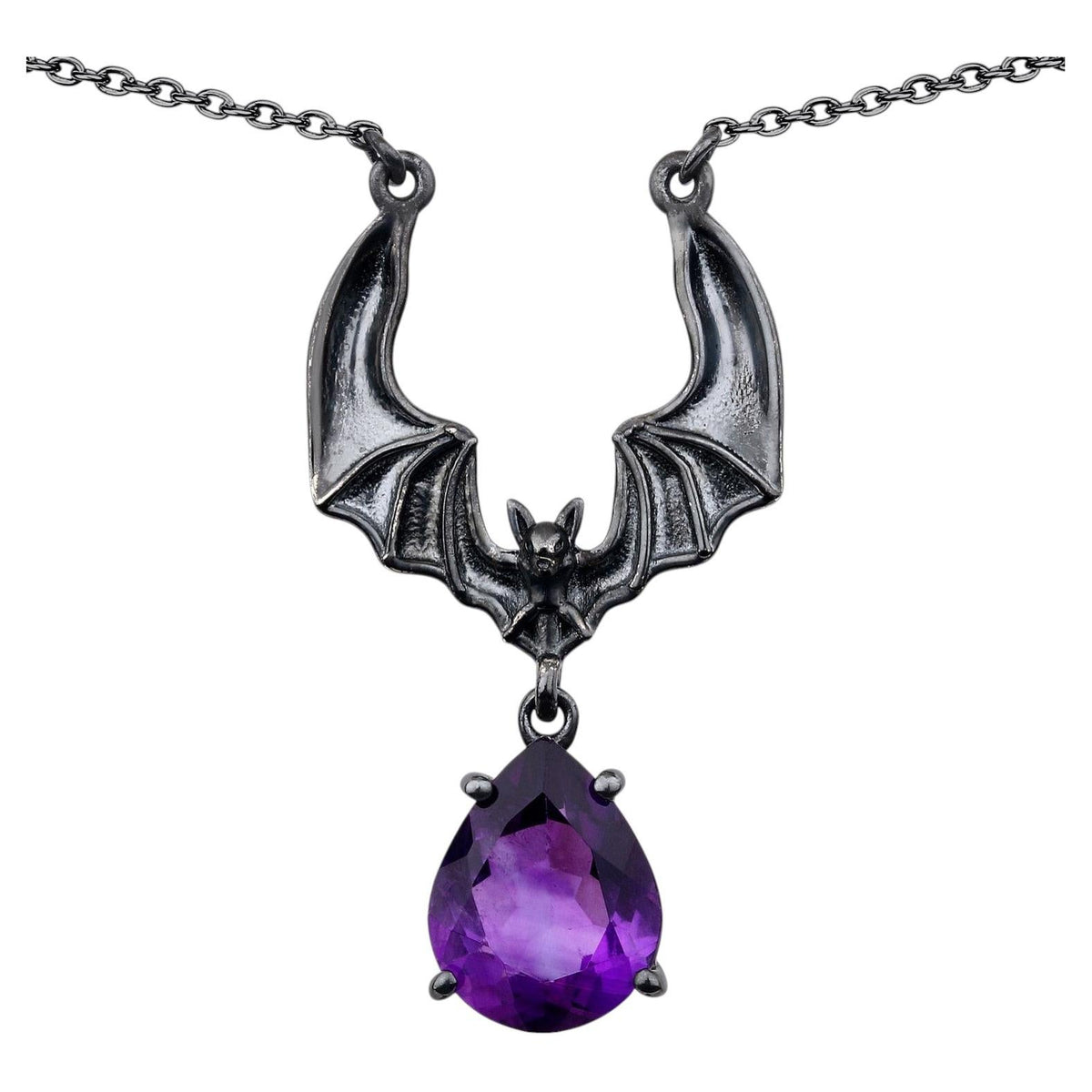 Amethyst Bat Necklace 2.08 Carats Sterling Silver
