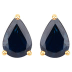 Blue Sapphire Stud Earrings 1.57 Carats 14K Yellow Gold